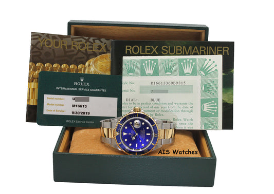 Rolex Submariner 16613 U Serial Blue Dial Box & Papers + RSC Card
