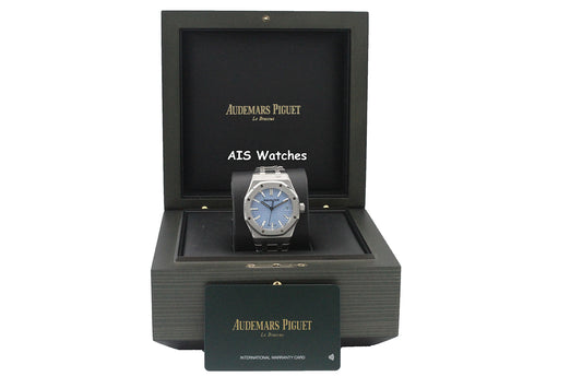 BNIB Audemars Piguet 15550ST Royal Oak Ice Blue Dial 37MM Box & Papers