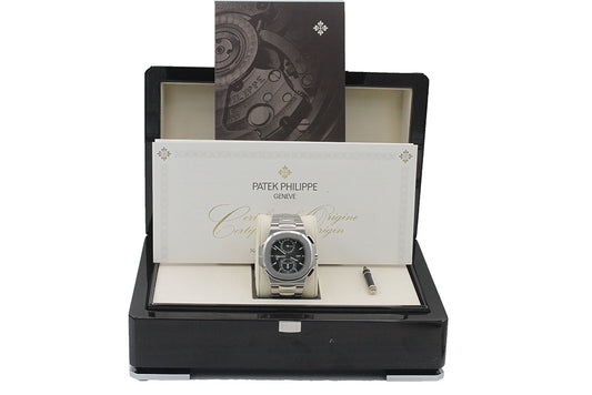 Patek Philippe Nautilus 5990/1A Chronograph Travel Time Grey Dial Box & Paper