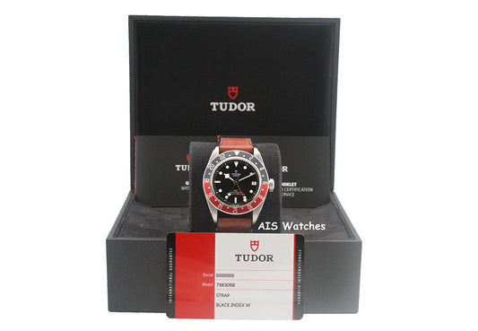 Tudor 79830RB Black Bay GMT Pepsi Stainless Leather Strap Box & Paper