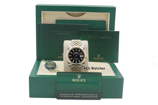 Rolex 126333 DateJust 41MM 18K YG/SS Black Stick Dial Jubilee Bracelet 2021 B&P