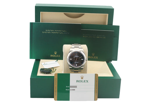 Rolex 114300 Oyster Perpetual 39MM Rhodium Dial 2018 Box & Papers