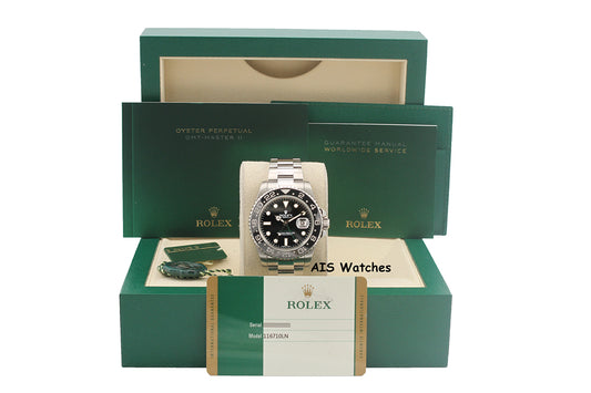 Rolex 116710LN GMT Master II Black Ceramic Insert 2015 Box & Papers