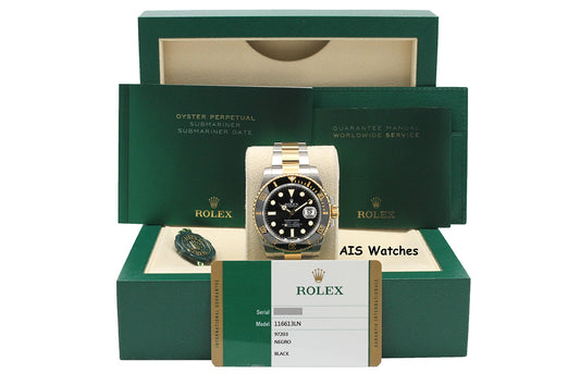 Rolex Submariner 18K YG/SS 116613LN Black Dial Ceramic 40MM 2015 B&P