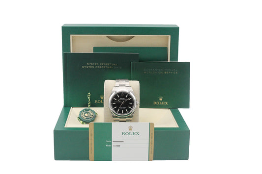 Rolex 114300 Oyster Perpetual 39MM Black Dial 2018 Box & Papers
