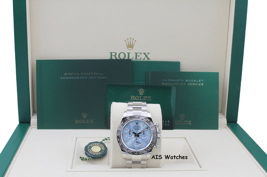 BNIB Rolex 116506 Platinum Daytona Cosmograph Ice Blue Diamond Dial Platona B&P