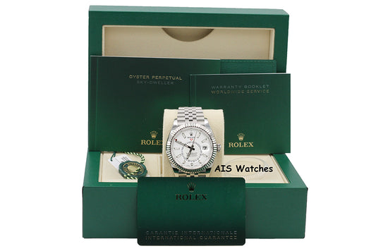 Rolex 326934 Sky-Dweller Stainless Steel White Dial Jubilee Box & Papers