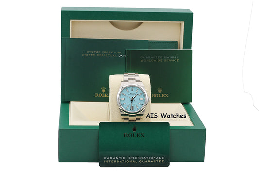 BNIB Rolex 124300 Oyster Perpetual 41 MM Tiffany Turquoise Dial Box & Papers