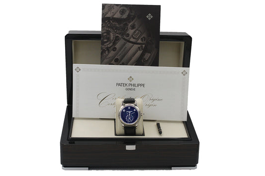 Patek Philippe Annual Calendar 5205G White Gold Blue Dial Box & Paper