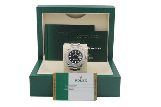 Rolex YachtMaster 116622 Dark Rhodium Dial Platinum Bezel 2018 Box & Papers