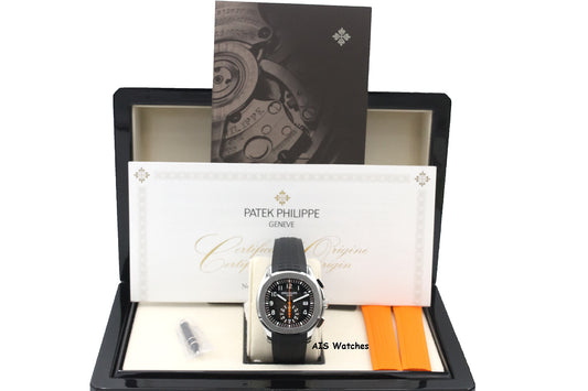 BNIB Patek Philippe 5968A Aquanaut Chronograph SS 42.2MM Orange/Black Strap B&P