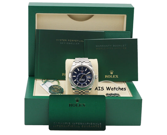 Rolex 326934 Sky-Dweller Stainless Steel Blue Dial Jubilee Box & Papers