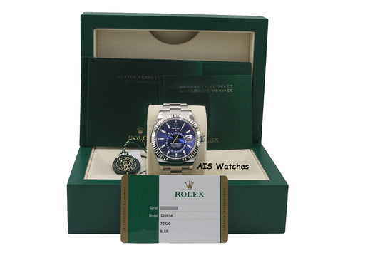 Rolex 326934 Sky-Dweller Stainless Steel Blue Dial Oyster Box &Paper
