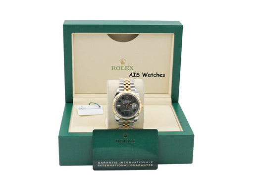 Rolex 126333 DateJust 41MM 18K YG/SS Slate Roman / Wimbeldon Dial Jubilee Bracelet B&P