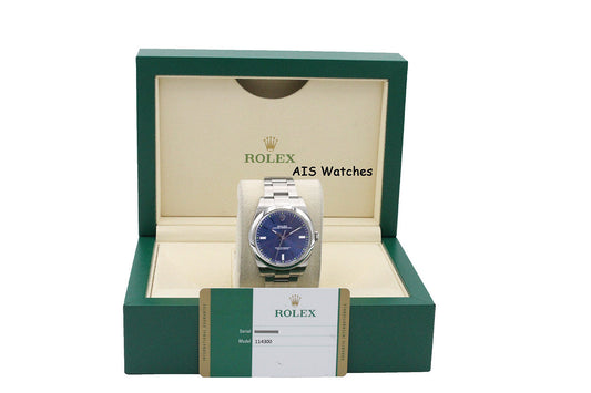 Rolex 114300 Oyster Perpetual 39MM Blue Dial 2018 Box & Paper