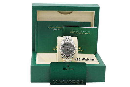 BNIB Rolex Datejust 41MM 126334 Wimbledon Slate Roman Dial Jubilee Box & Paper
