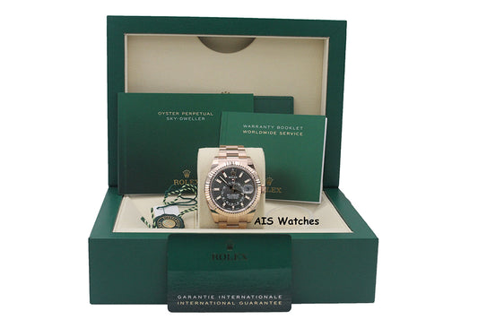 Rolex 326935 Sky-Dweller 18K Rose Gold Rhodium Dial Box & Papers