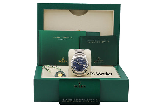 BNIB Rolex 228239 DayDate 40MM DD40 White Gold Blue Roman Dial