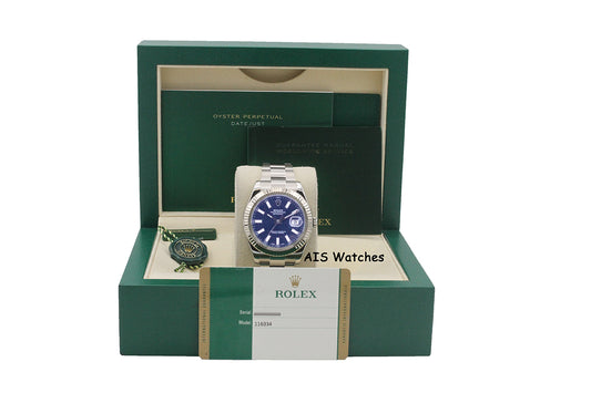 Rolex Datejust II 41MM 116334 Blue Stick Dial Stainless Steel 2015 Box & Papers