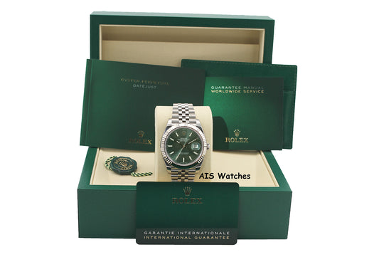 BNIB Rolex Datejust 41MM 126334 Green Stick Dial Jubilee Box & Paper