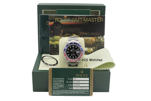 Rolex GMT Master II 16710 3186 Z Serial Pepsi / Black Insert Box & Papers