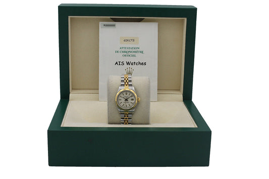 Rolex Ladies Two-Tone DateJust 69173 White Computer Dial 26MM R Serial - 1988 with Papers