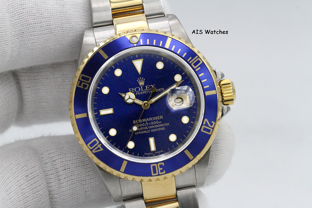 Rolex Submariner 16613 P Serial Blue Dial Box & Papers