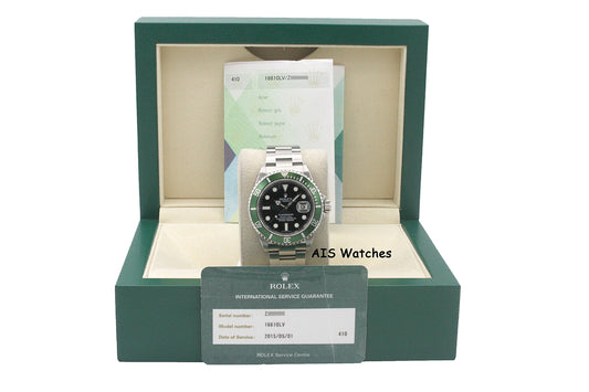 Rolex Submariner 16610LV 50th Anniversary Kermit Z Serial RSC/ Box & Papers