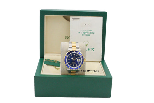 Rolex Submariner 16613 P Serial Blue Dial Box & Papers