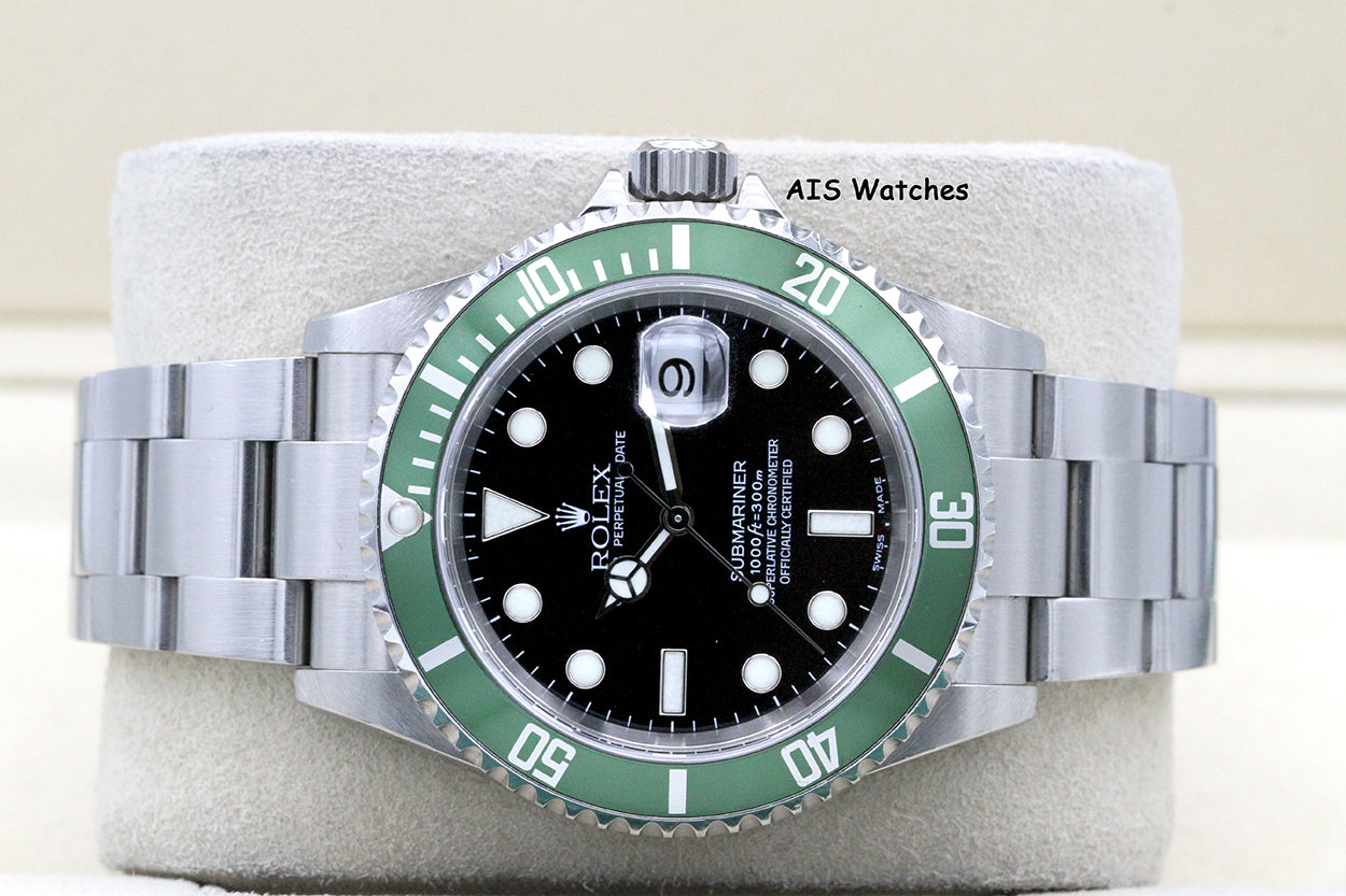 Rolex Submariner 16610LV 50th Anniversary Kermit D Serial Box & Papers