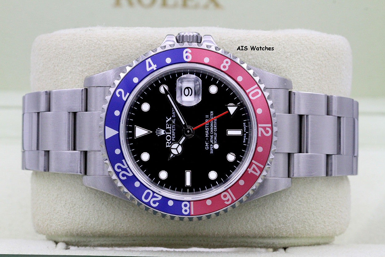 Rolex GMT Master II 16710 3186 Z Serial Pepsi / Black Insert Box & Papers