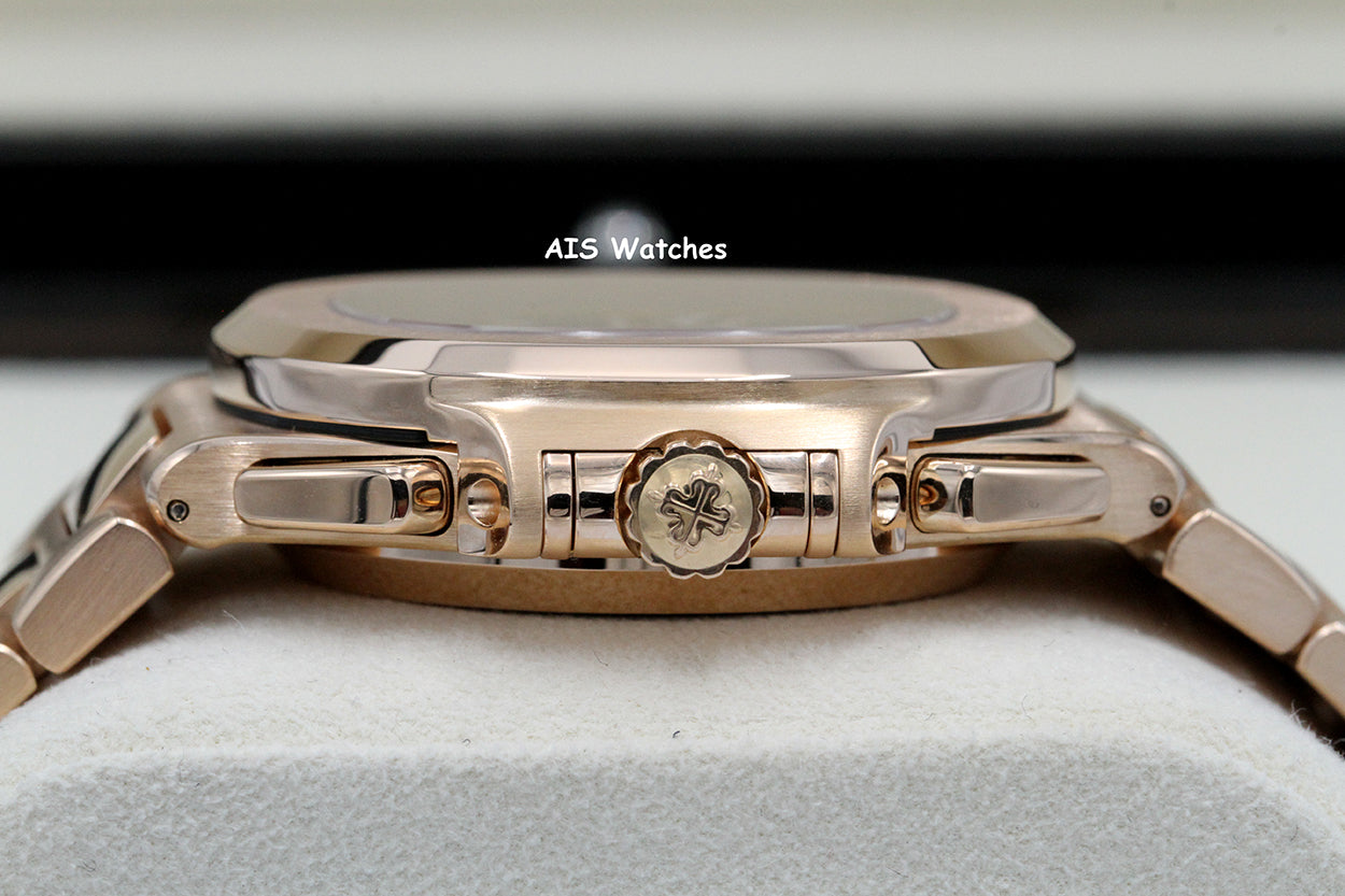 Patek Philippe Nautilus 5980/1R Chronograph 18K Rose Gold Black Dial Box & Papers