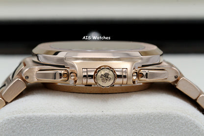 Patek Philippe Nautilus 5980/1R Chronograph 18K Rose Gold Black Dial Box & Papers