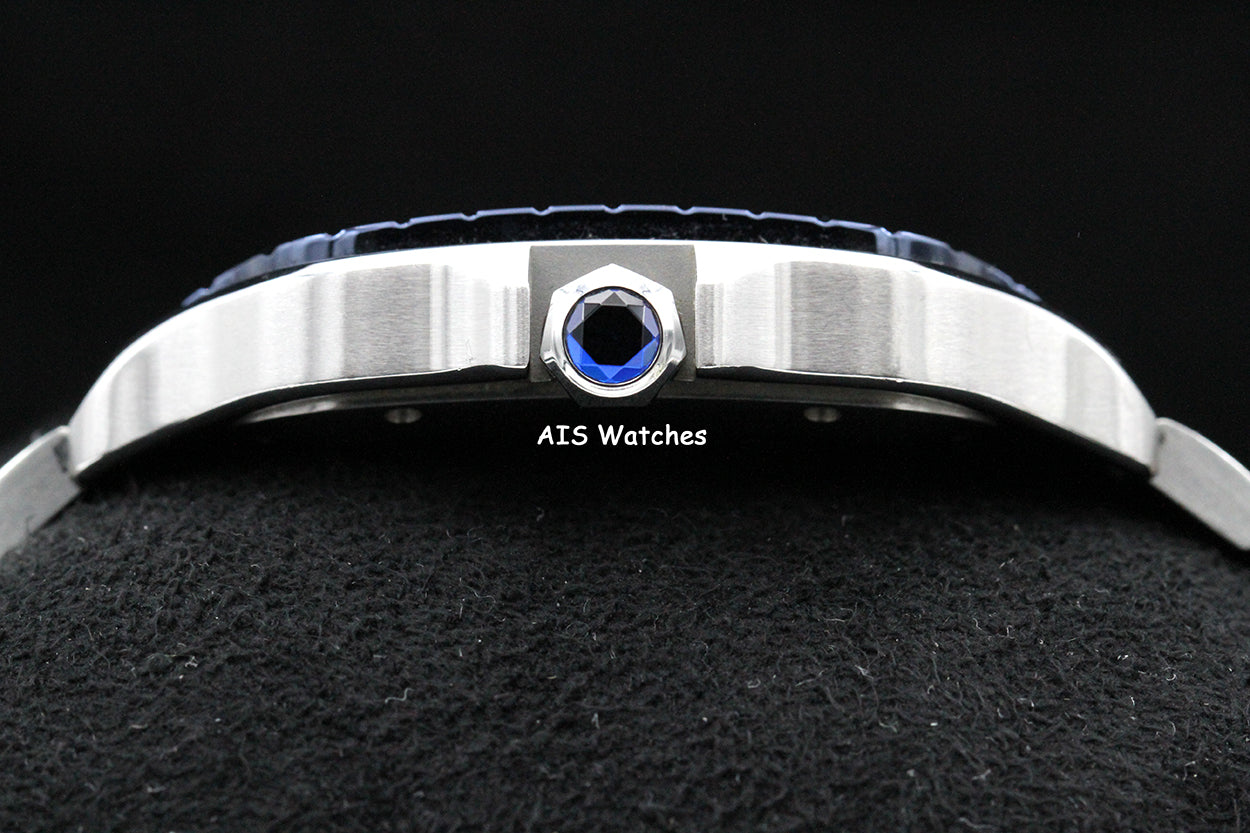 Cartier Santos De Cartier Large Steel WSSA0047 Blue PVD Bezel/White Dial 41MM Box&Papers