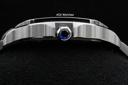 Cartier Santos De Cartier Large Steel WSSA0076 Dual Time GMT Grey Dial Box & Papers