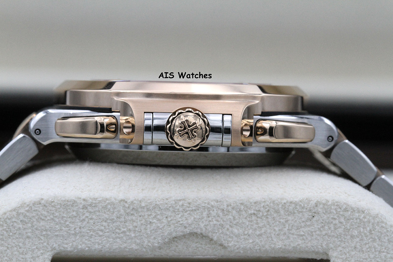 Patek Philippe Nautilus 5980/1AR Chronograph 18K Rose Gold / Stainless Steel Blue Dial Box & Papers