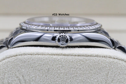 Rolex Datejust 36MM 126284RBR Diamond Bezel Jubilee Palm Green Dial B&P