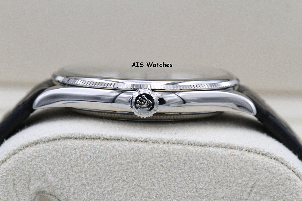 BNIB Rolex 52509 Perpetual 1908 18K White Gold Black Dial Leather Strap 39MM BP