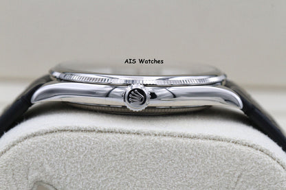 BNIB Rolex 52509 Perpetual 1908 18K White Gold Black Dial Leather Strap 39MM BP