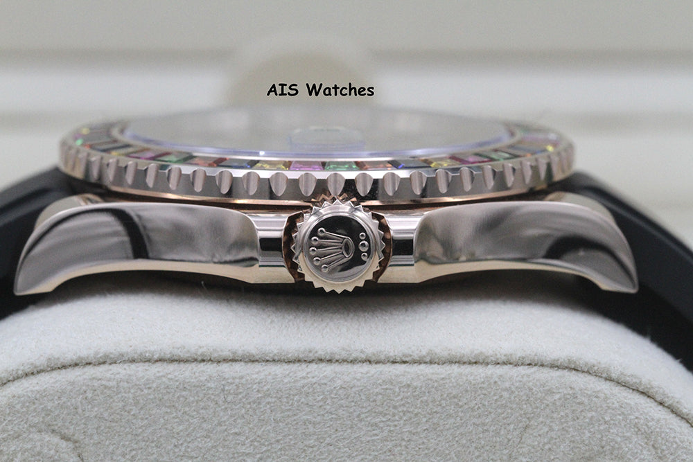 Rolex Yachtmaster 116695SATS Gem Set Bezel Everose Gold OysterFlex Strap B&P