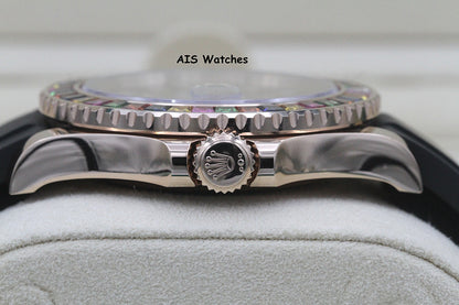 Rolex Yachtmaster 116695SATS Gem Set Bezel Everose Gold OysterFlex Strap B&P