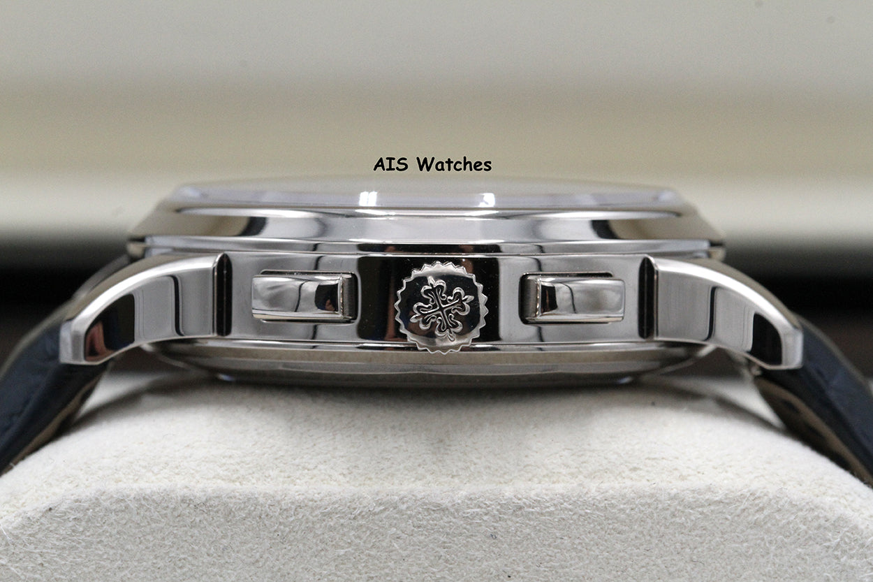 Patek Philippe 5930G World Time Chronograph White Gold Blue Dial Box & Paper