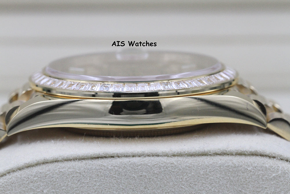 BNIB Rolex 228398TBR DayDate 40 18K YG Champagne Baguette Diamond Dial / Bezel