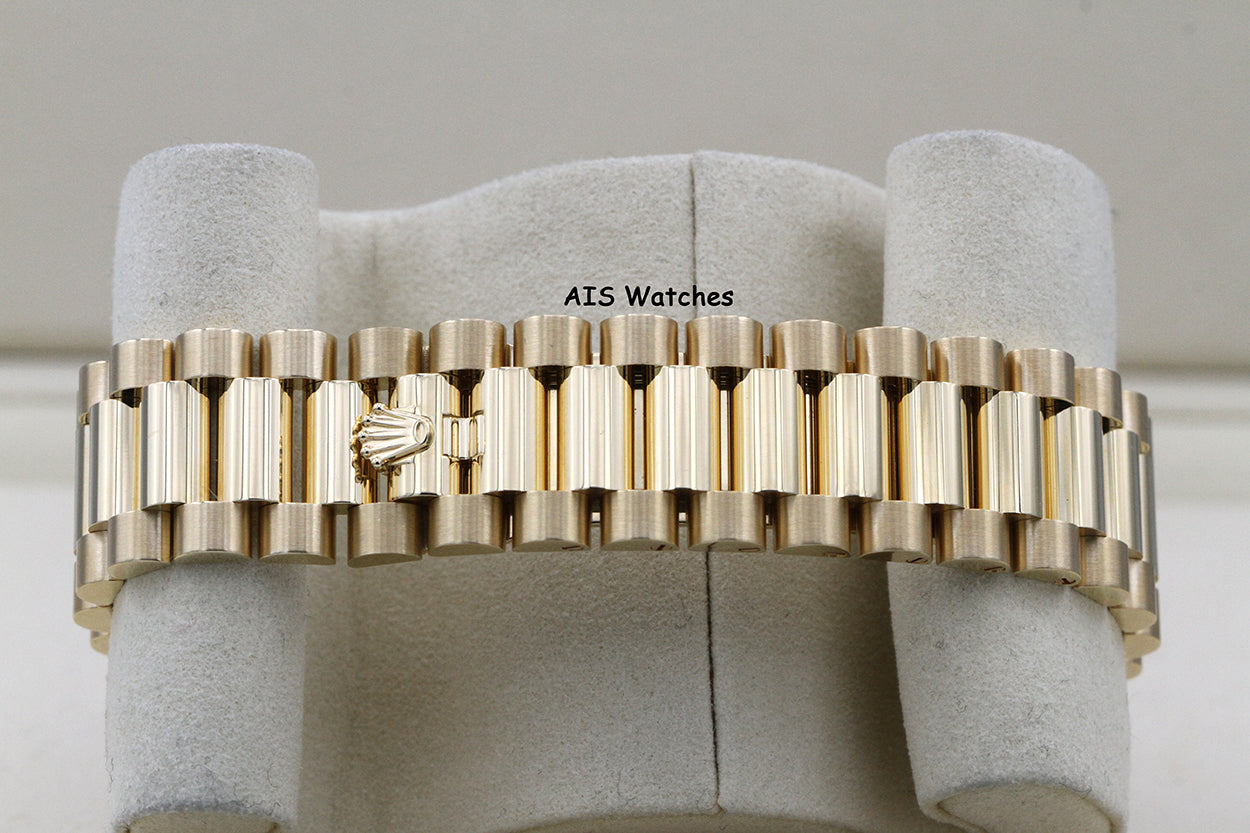 BNIB Rolex 128238 DayDate 36MM DD36 Yellow Gold Green Ombre Roman Dial B&P