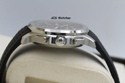 BNIB Patek Philippe 5968A Aquanaut Chronograph SS 42.2MM Orange/Black Strap B&P