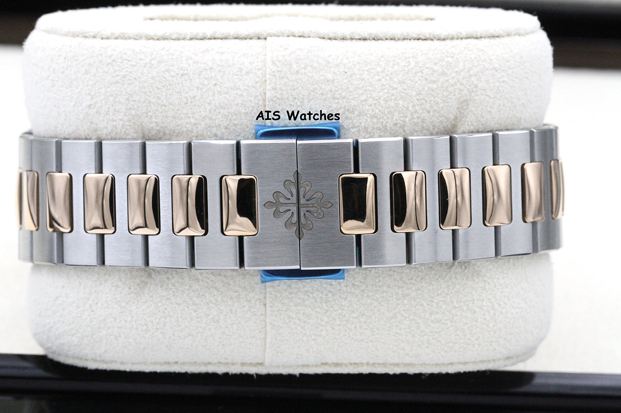 Patek Philippe Nautilus 5980/1AR Chronograph 18K Rose Gold / Stainless Steel Blue Dial Box & Papers