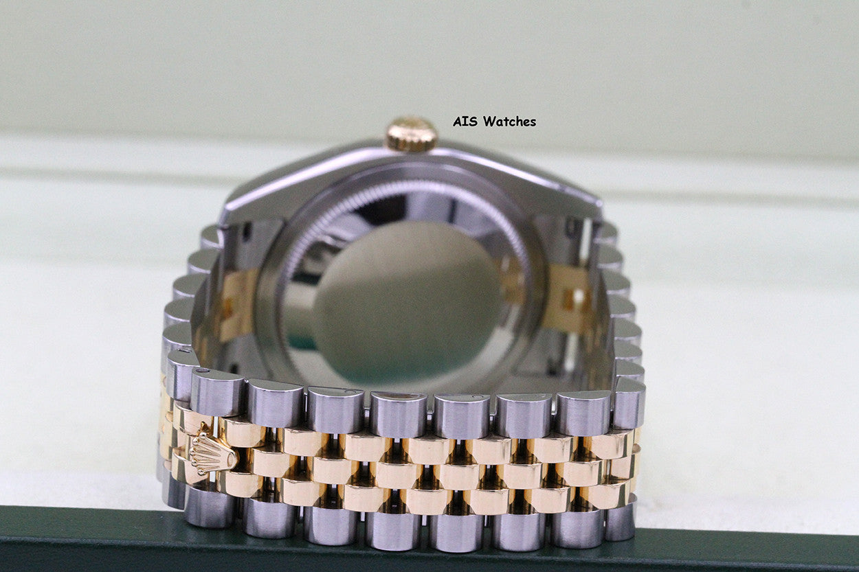 〇純正 ROLEX 16233駒 YG×SS DATEJUST ジュビリーブレス Rolex Datejust 36 18kt YG & SS Black Roman Dial Jubilee Bracelet