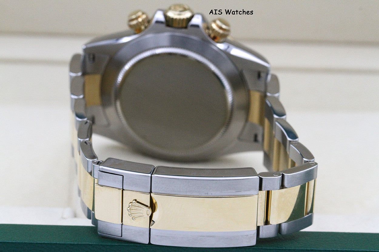 Rolex Daytona 116523 18K YG / SS Panda Arabic Racing Dial Box & Papers