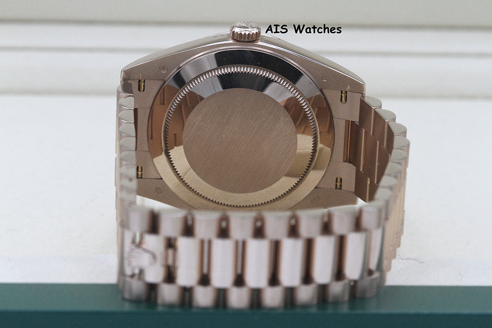 Rolex 228235 DayDate 40MM DD40 Rose Gold Chocolate Baguette Diamond Dial B&P