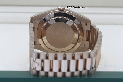 Rolex 228235 DayDate 40MM DD40 Rose Gold Chocolate Baguette Diamond Dial B&P